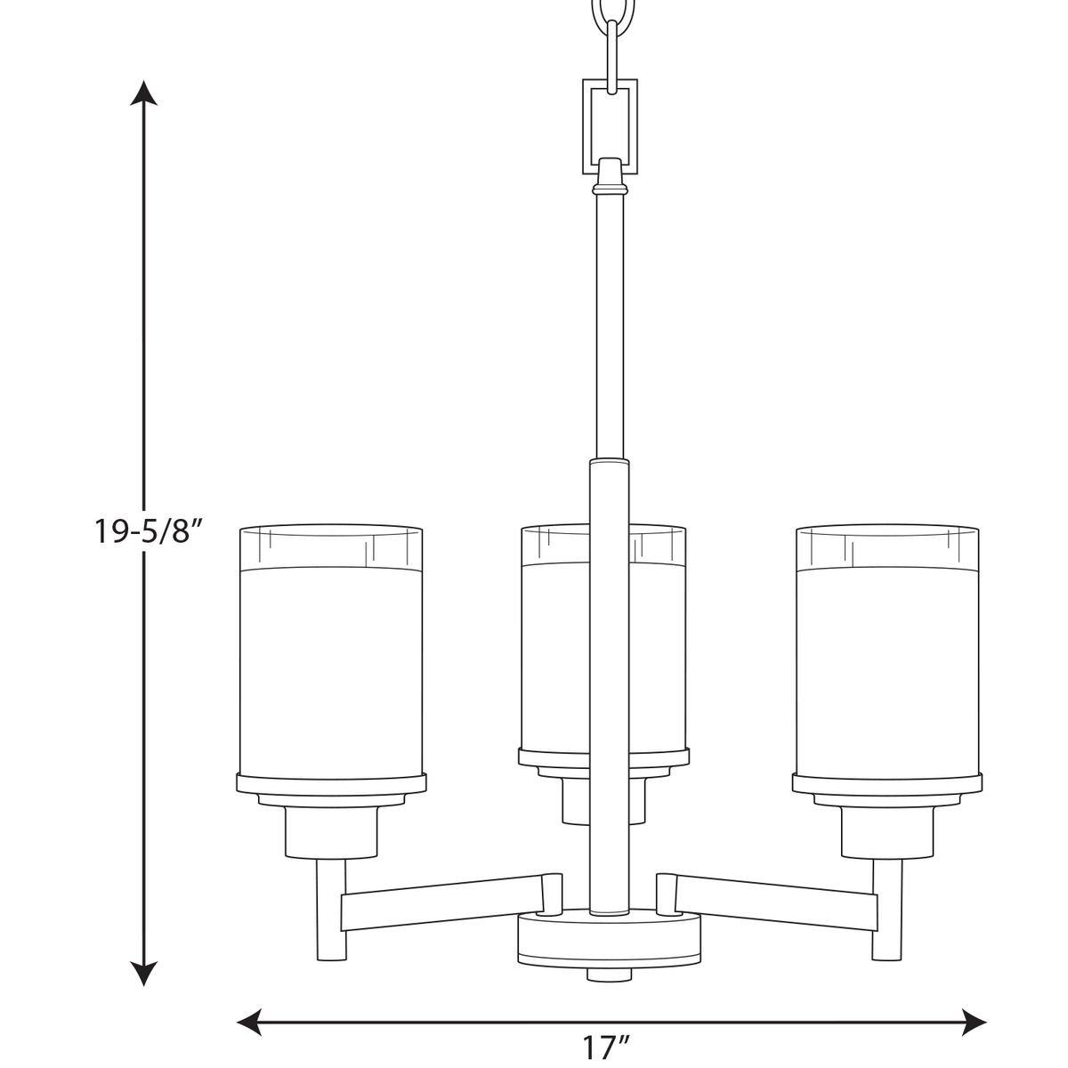 Progress Lighting Brushed Nickel 3 Light 100W Chandelier 