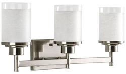 100W 3-Light Incandescent Bathroom Vanity Fixture in Brushed Nickel