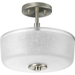 100W 2-Light Semi-Flush Mount Ceiling Fixture with Medium E-26 Base in Brushed Nickel