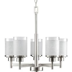 5 Light 100W Chandelier Brushed Nickel