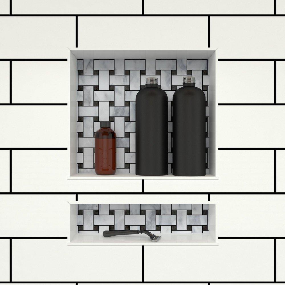Tile Redi USA Black 16 x 4 in. Standard Double Recessed Shelf 