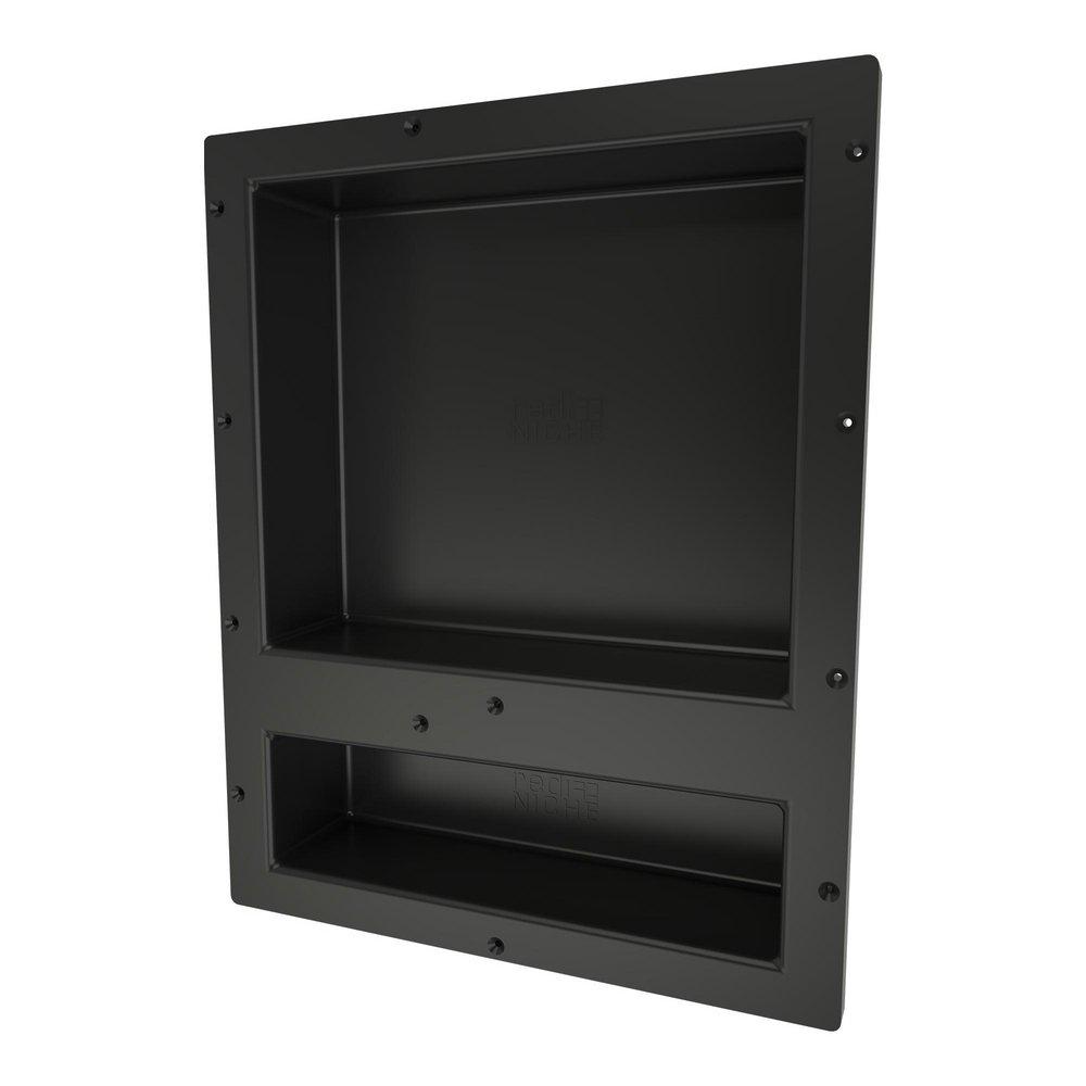 Tile Redi USA Black 16 x 4 in. Standard Double Recessed Shelf 