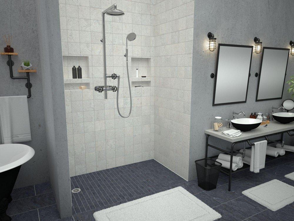 Tile Redi USA Polished Chrome 32 in. ADA Barrier Free Shower Base with Center Drain 