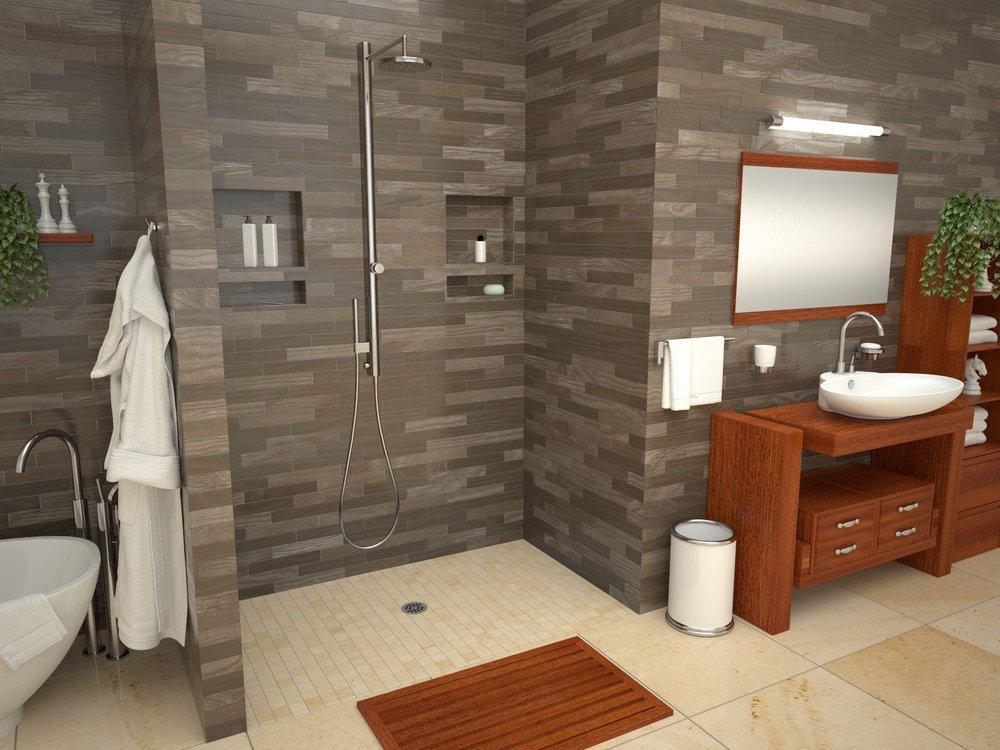 Tile Redi USA Polished Chrome 34 in. ADA Barrier Free Shower Base with Center Drain 