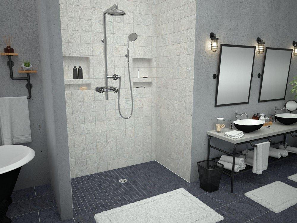 Tile Redi USA Polished Chrome 40 in. ADA Barrier Free Shower Base with Center Drain 