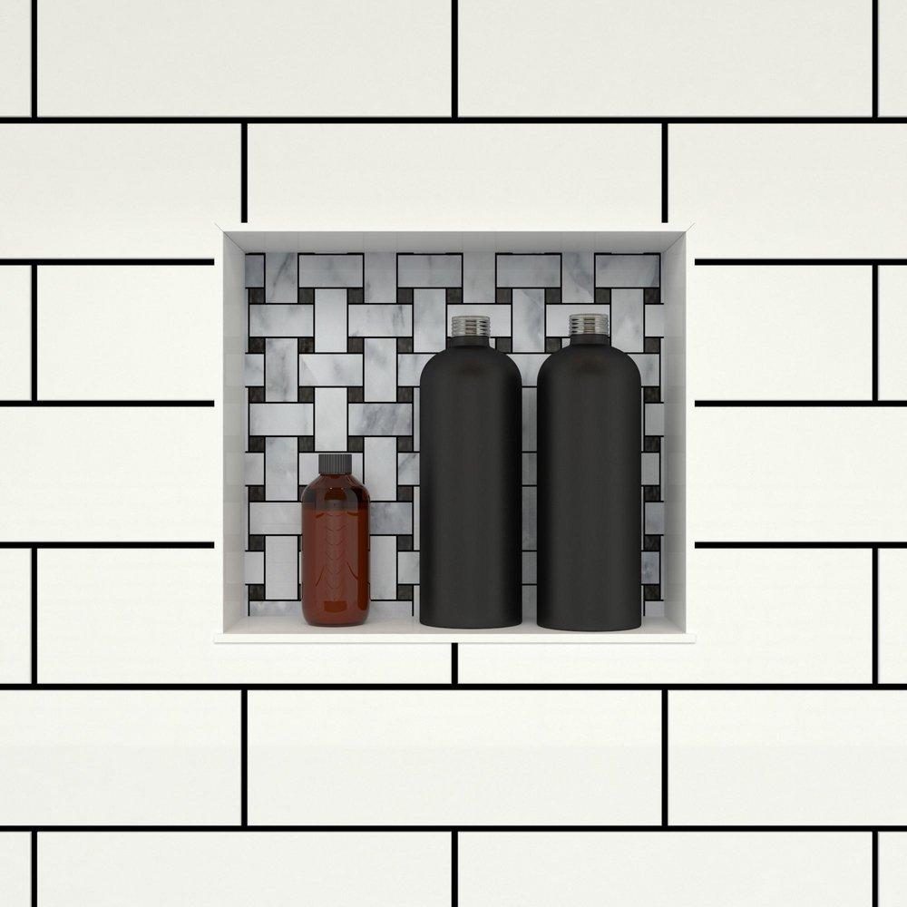 Tile Redi USA Black 14 x 16 x 4 in. Single Recessed Shelf 