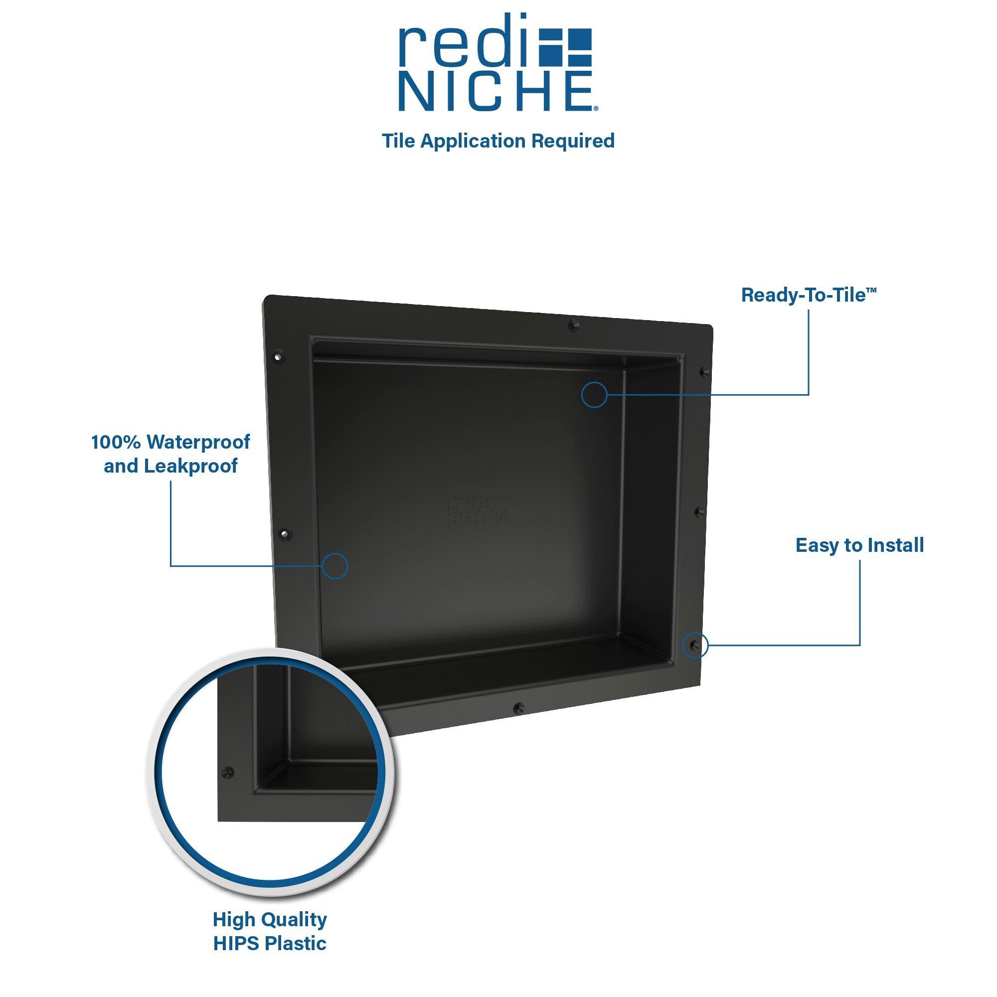 Tile Redi USA Black 14 x 16 x 4 in. Single Recessed Shelf 