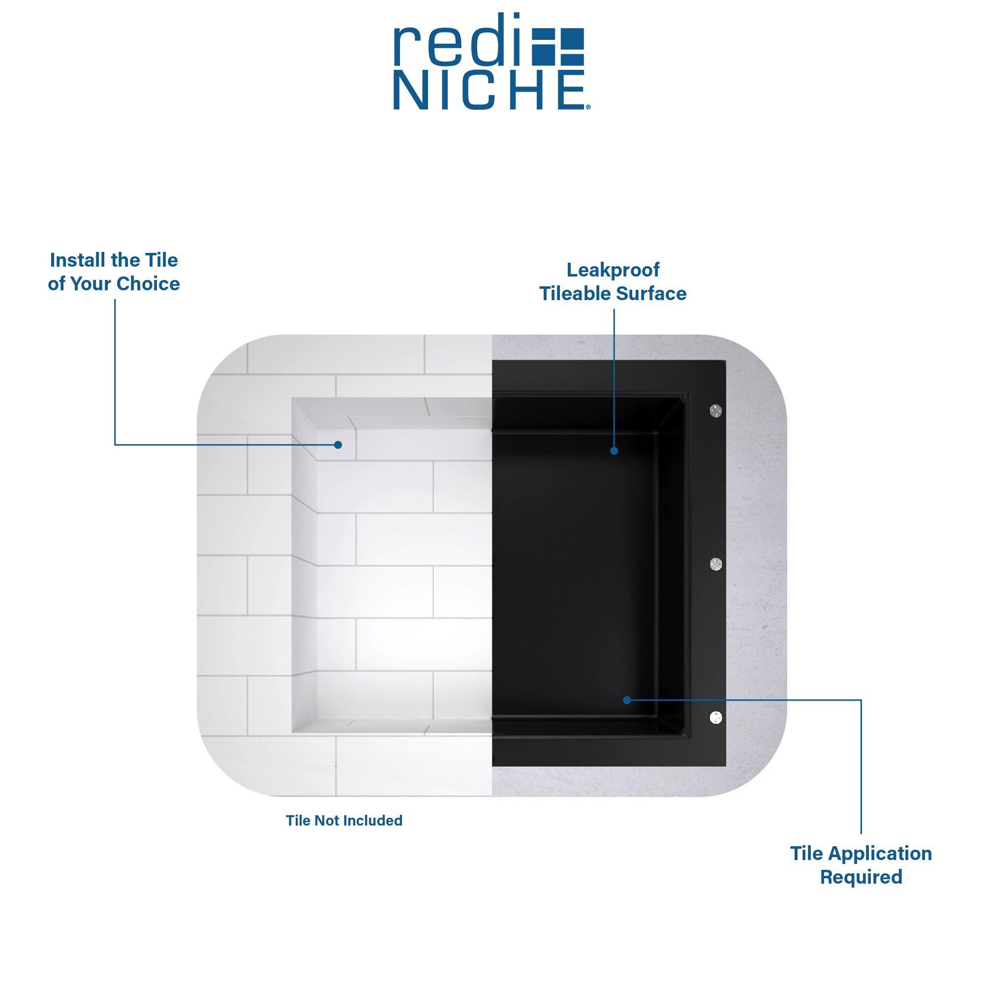 Tile Redi USA Black 14 x 16 x 4 in. Single Recessed Shelf 