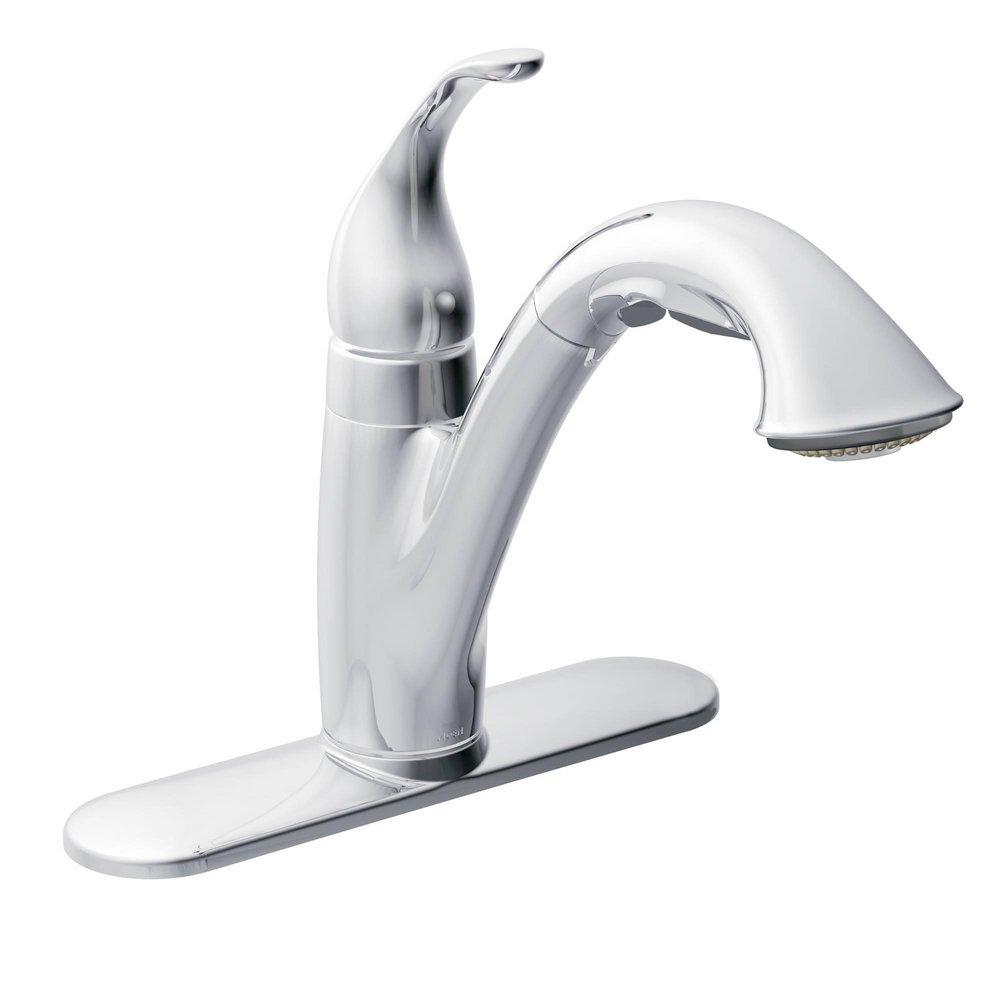 Moen Chrome Single Handle Pull Out Kitchen Faucet with Power Clean and Reflex Technology 