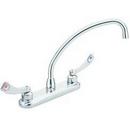 2-Hole Kitchen Faucet with Double Lever Handle in Polished Chrome