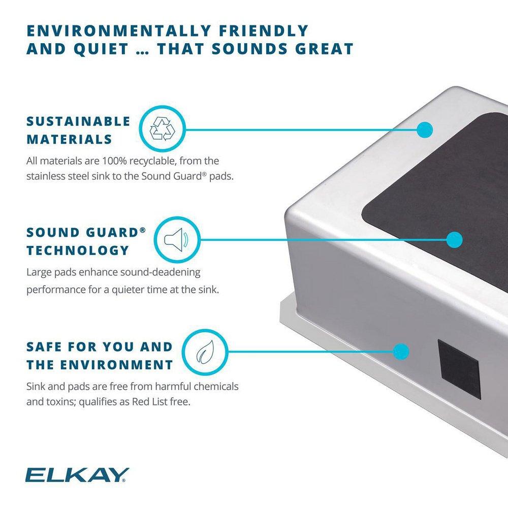 Elkay Lustrous Satin 32-1/16 x 18-1/2 in. No Hole Stainless Steel Double Bowl Undermount Kitchen Sink 