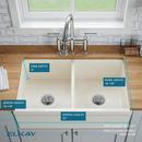 Elkay White 33 x 19-15/16 in. Fireclay Double Bowl Farmhouse Kitchen Sink 