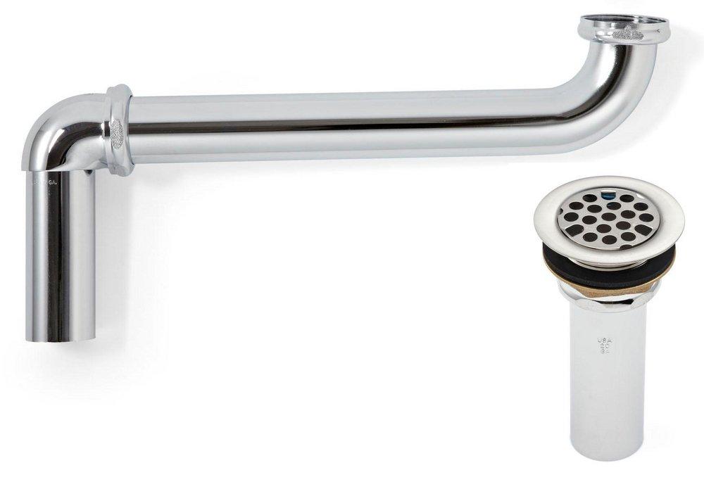 McGuire Manufacturing Chrome Flat Grid Strainer with Adjustable Offset Waste 