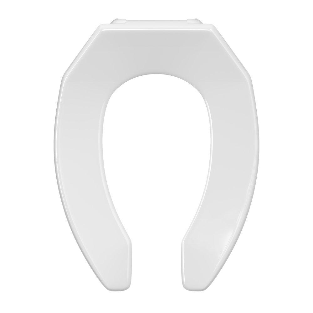 PROFLO&reg; White Elongated Open Front Commercial Toilet Seat without Cove 