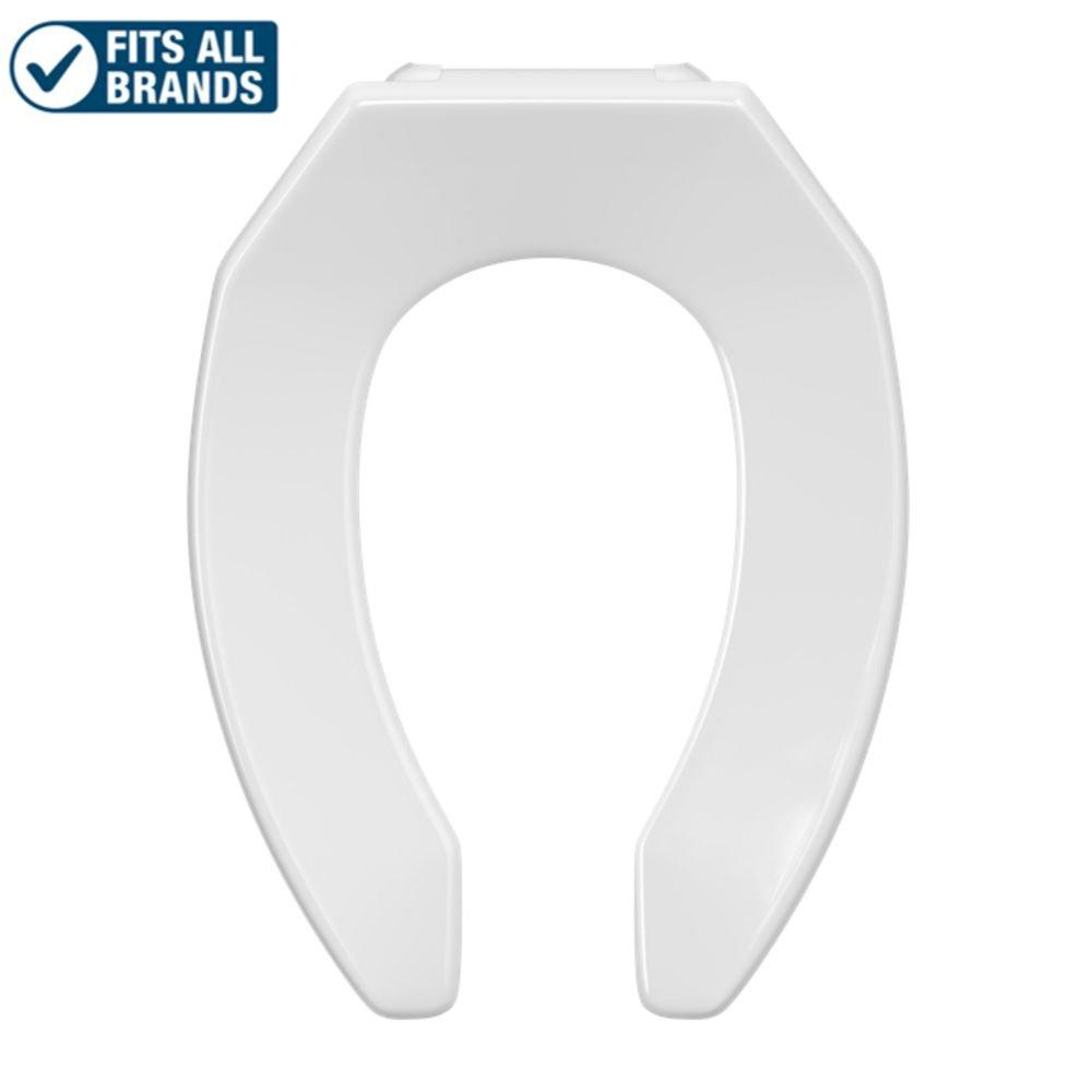 PROFLO&reg; White Plastic Elongated Open Front Toilet Seat 