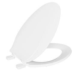 Elongated Closed Front Plastic Toilet Seat with Cover in White