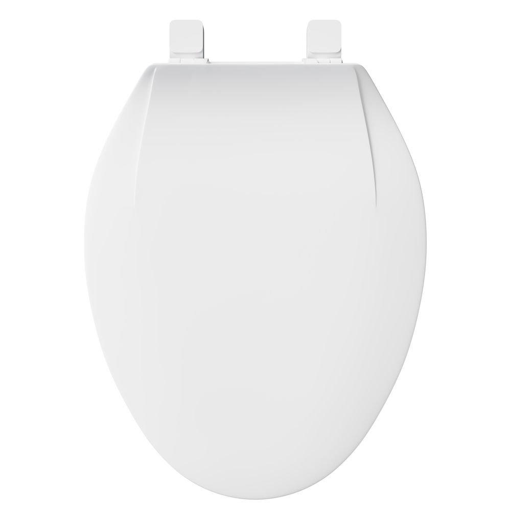 PROFLO&reg; White Plastic Elongated Closed Front With Cover Toilet Seat 
