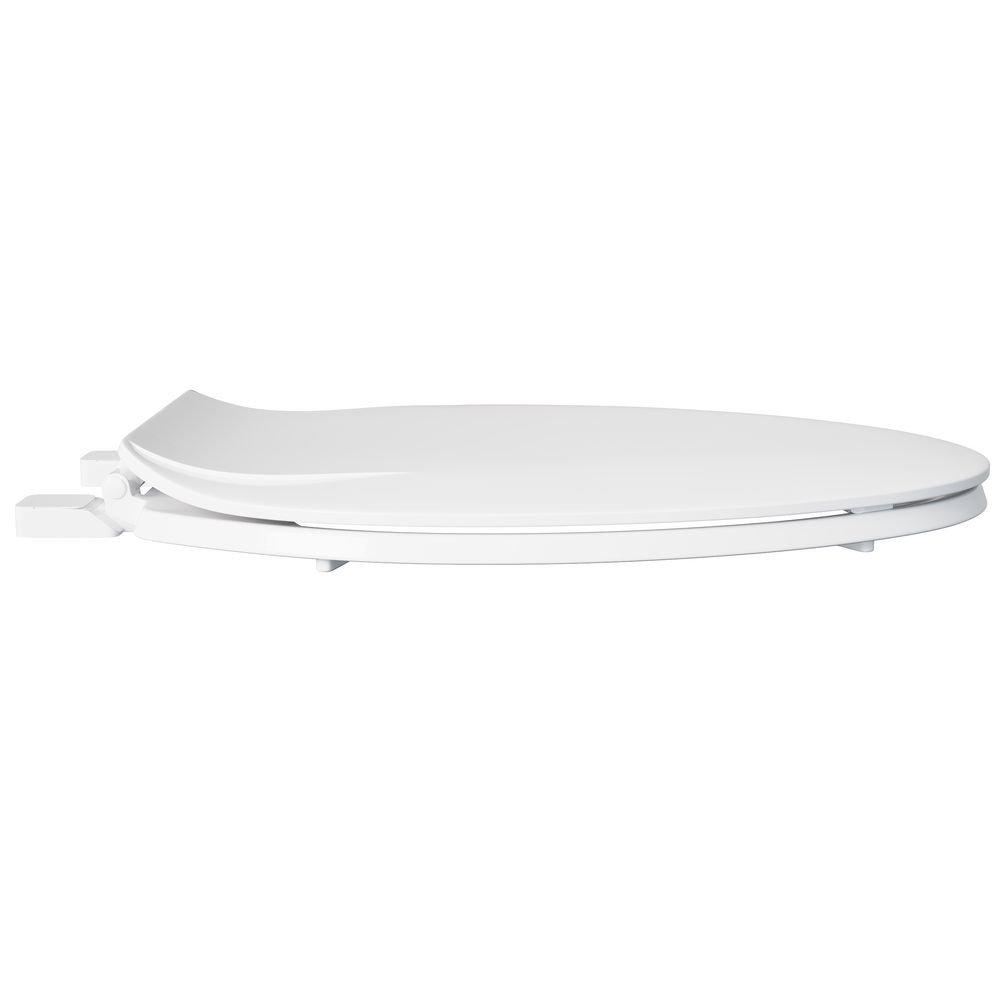 PROFLO&reg; White Plastic Elongated Closed Front With Cover Toilet Seat 