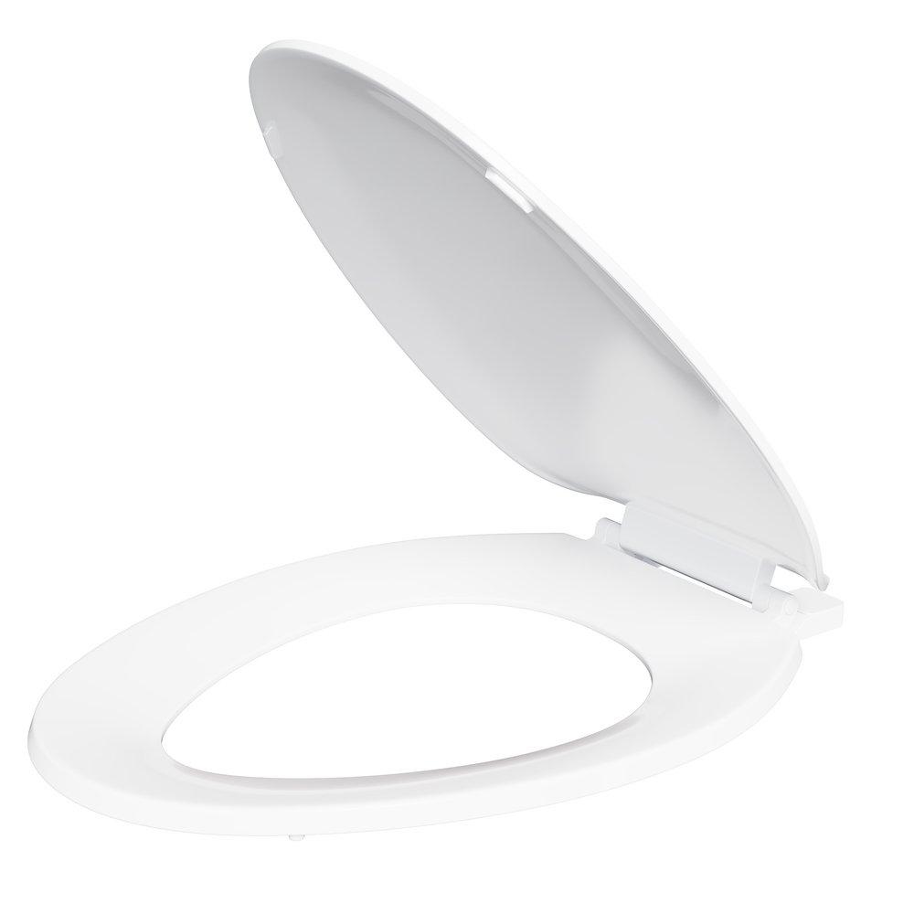 PROFLO&reg; White Elongated Closed Front Plastic Toilet Seat with Cover 