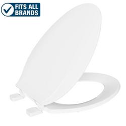 Elongated Closed Front Plastic Toilet Seat with Cover in White