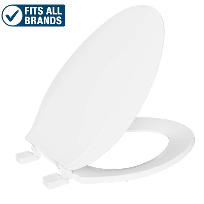 PROFLO&reg; White Plastic Elongated Closed Front With Cover Toilet Seat 