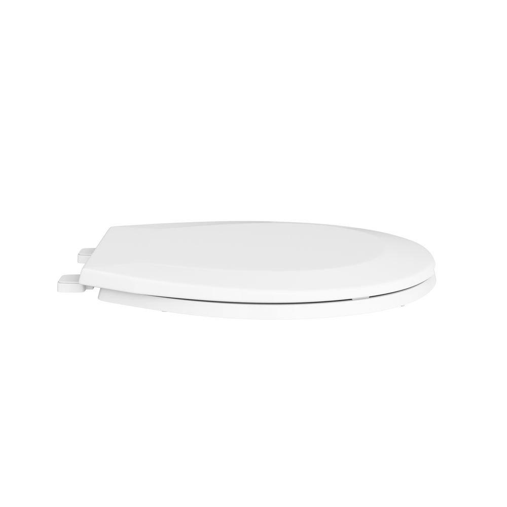 PROFLO&reg; White Plastic Round Closed Front With Cover Toilet Seat 