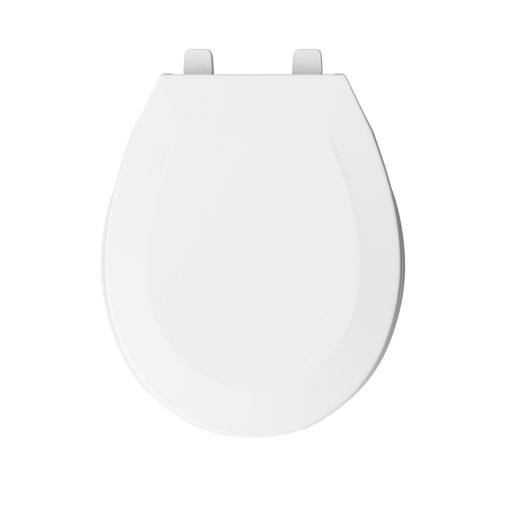 PROFLO&reg; White Plastic Round Closed Front With Cover Toilet Seat 