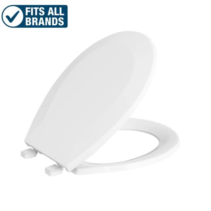 PROFLO&reg; White Plastic Round Closed Front With Cover Toilet Seat 