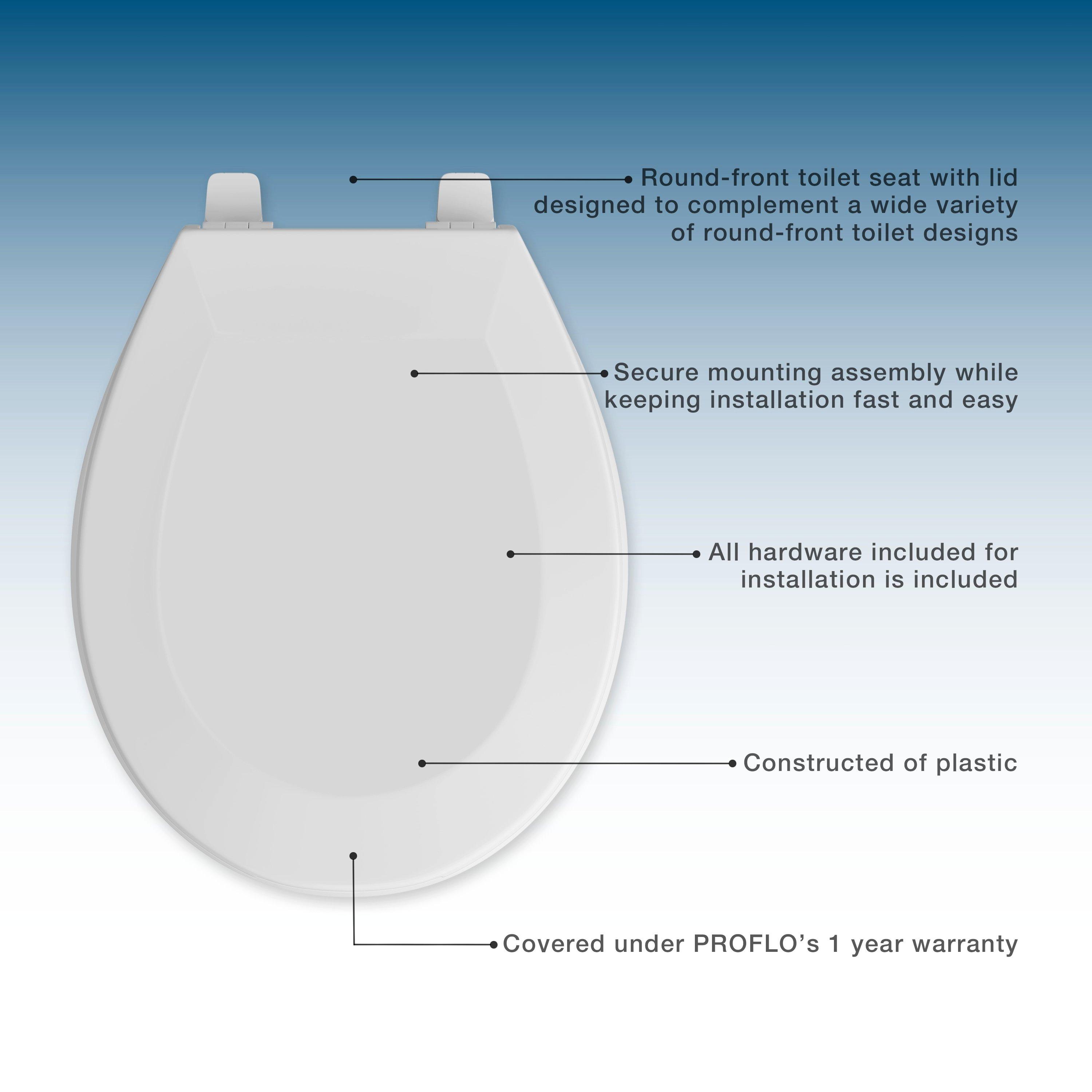 PROFLO&reg; White Plastic Round Closed Front With Cover Toilet Seat 