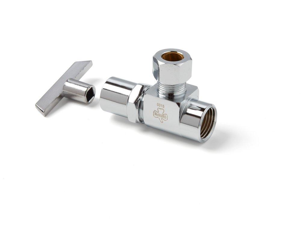 McGuire Manufacturing Chrome Plated IPS x OD Tube Loose Key Angle Supply Stop Valve in Chrome Plated 