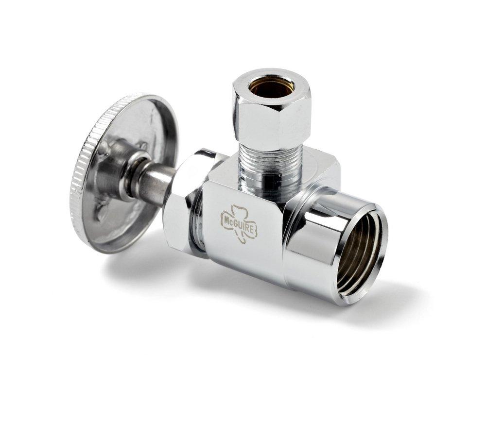 McGuire Manufacturing Chrome Plated IPS x OD Tube Wheel Angle Supply Stop Valve in Chrome Plated 