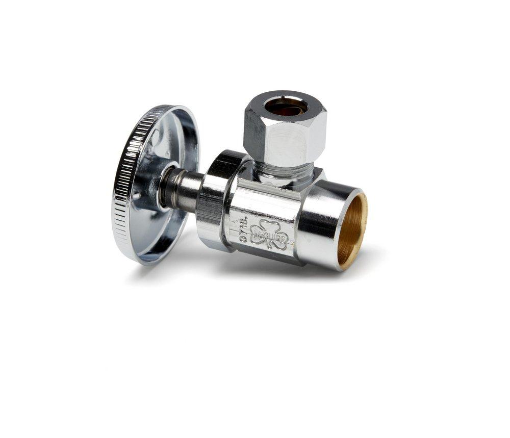 McGuire Manufacturing Chrome Plated Sweat x OD Tube Wheel Angle Supply Stop Valve in Chrome Plated 