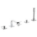 13.2 gpm Double Lever Handle Roman Tub Filler with Hand Shower in Starlight Polished Chrome