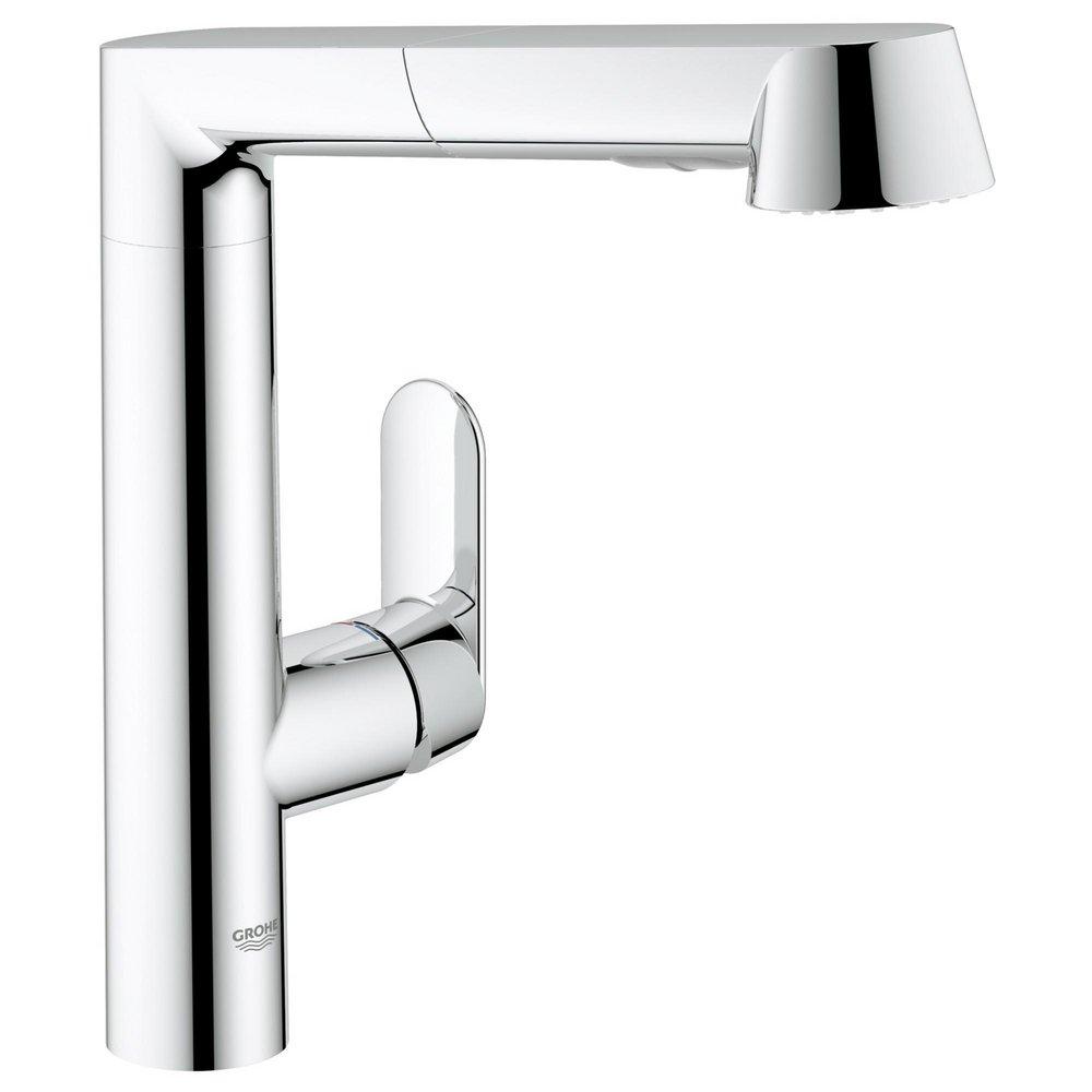 GROHE StarLight&reg; Chrome Single Handle Pull Out Kitchen Faucet 
