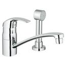 Single Lever Handle Centerset Kitchen Faucet with Sidespray in Starlight Polished Chrome