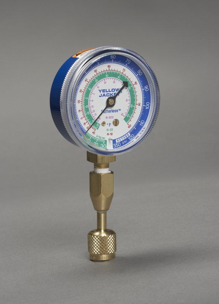 YELLOW JACKET&reg; Blue Single TEST Gauge Blue With Adapter 