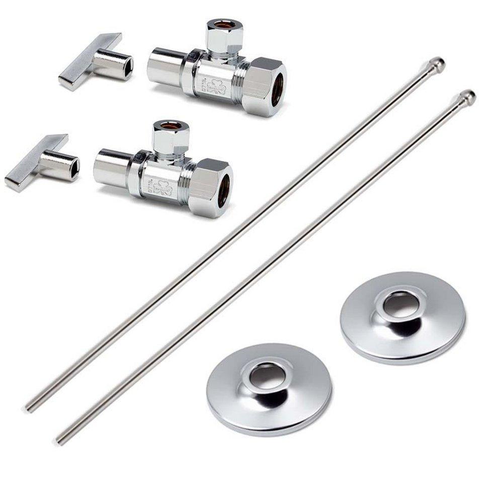 McGuire Manufacturing Chrome Plated 1/2 x 3/8 in. Compression Flexible Lavatory Supply Kit Polished Chrome 