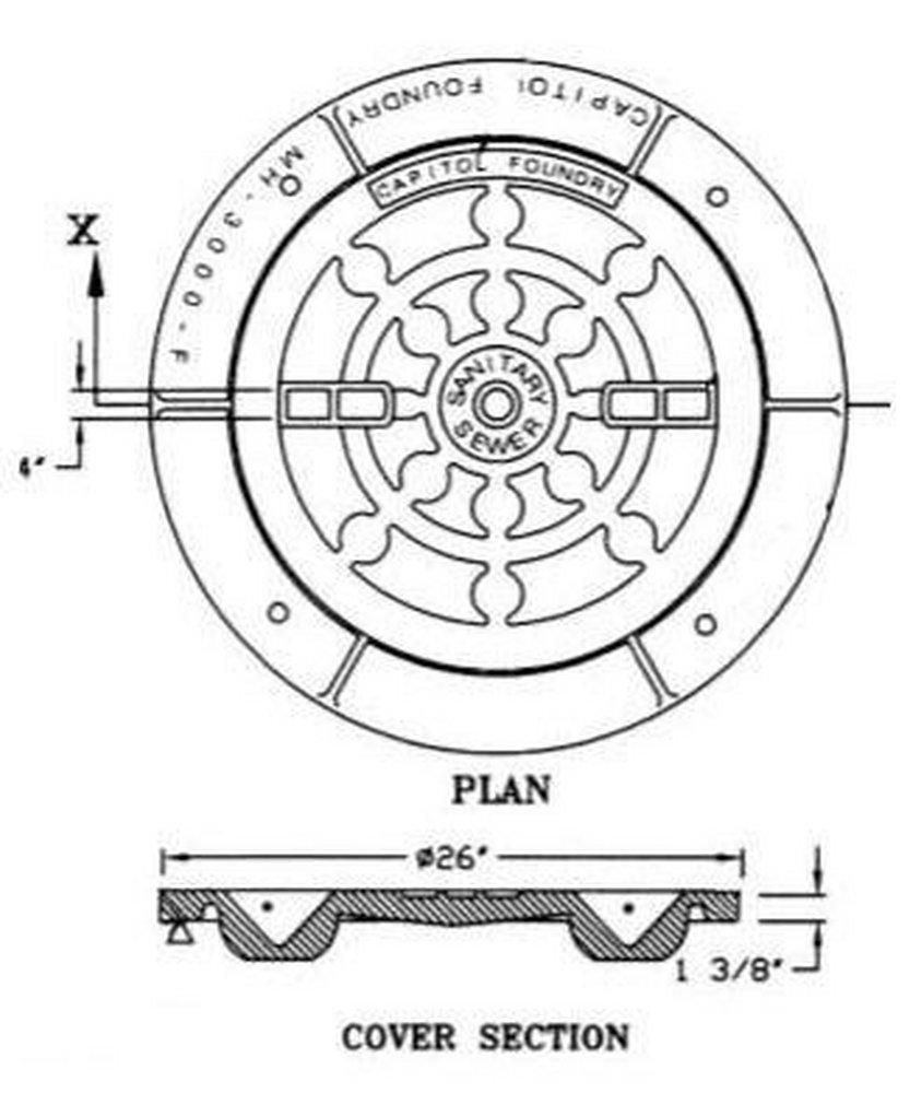 Capitol Foundry of Virginia Sanitary Sewer Manhole Cover Only 