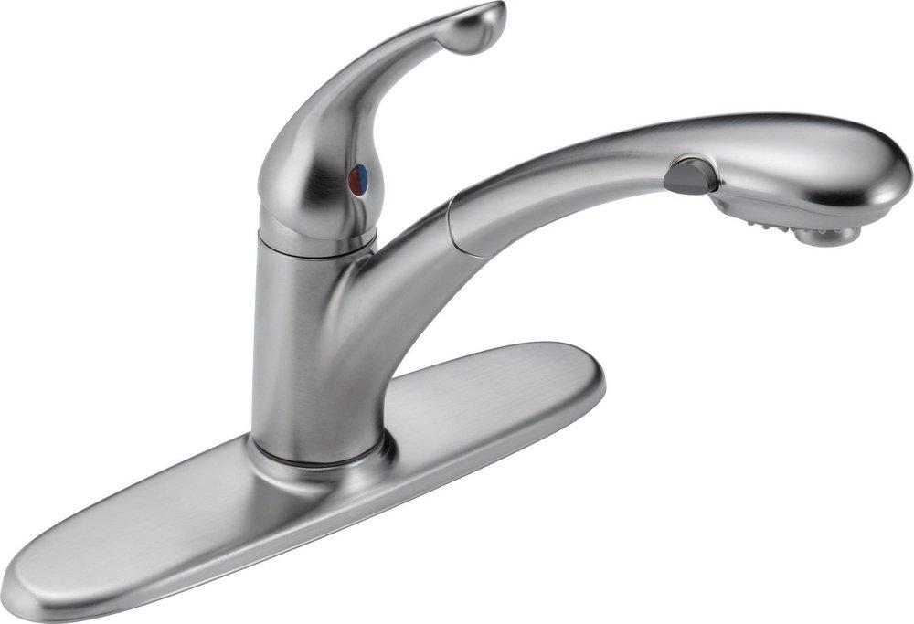 Delta Faucet Arctic Stainless Single Handle Pull Out Kitchen Faucet 
