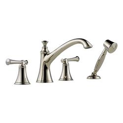Two Handle Roman Tub Faucet with Hand Shower in Polished Nickel (Trim Only) (Handles Sold Separately)