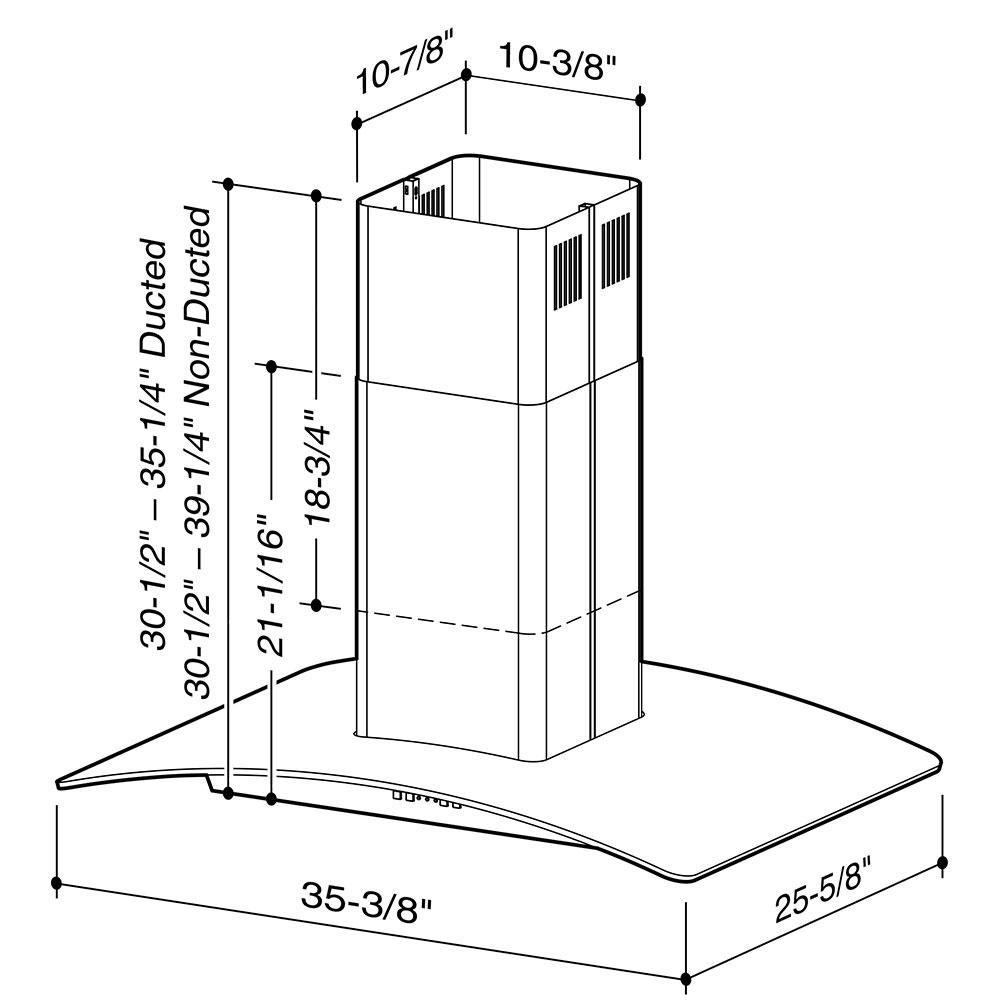 Broan Stainless Steel 36 in. Island Range Hood 