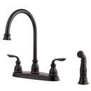 2.2 gpm Double Lever Handle Kitchen Sink Faucet High Arc Spout in Tuscan Bronze