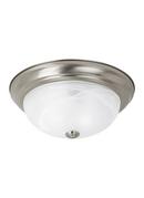 2 Light 60 W Medium Flush Mount With White Glass in Brushed Nickel