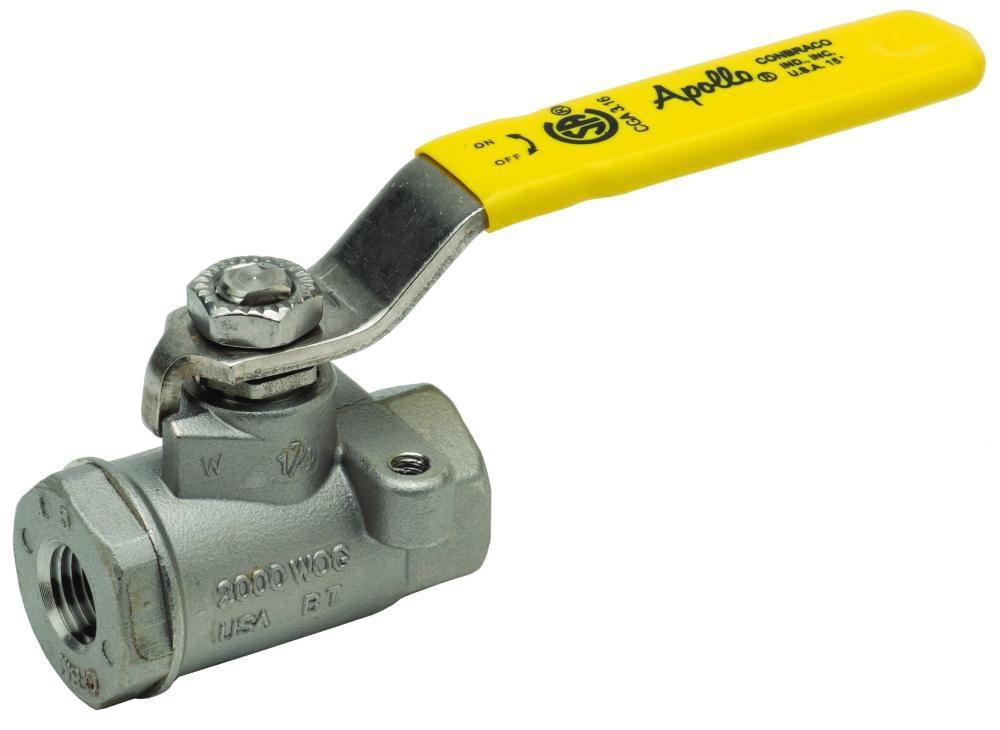 Apollo Valves Silver CF8M Stainless Steel Standard Port FNPT 2000# Ball Valve 