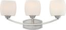 NUVO Brushed Nickel 3 Light 100W Satin White Glass Vanity 