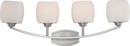 NUVO Brushed Nickel 4 Light 100W Satin White Glass Vanity 