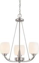 60W 3-Light Medium E-26 Incandescent Chandelier with White Satin Glass in Brushed Nickel