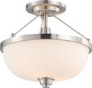 NUVO Brushed Nickel 60W 2-Light Medium Base Incandescent Semi-Flush Mount Ceiling Light 