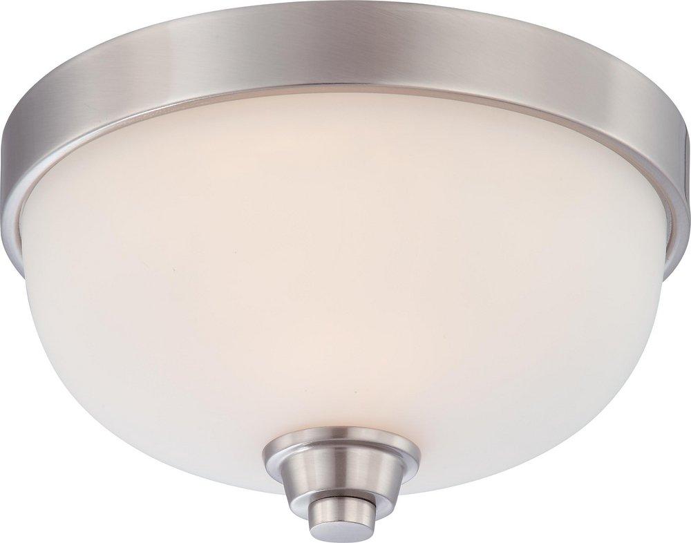NUVO Brushed Nickel 6-1/4 x 11-1/4 in. Ceiling Light Fixture with Lamp 