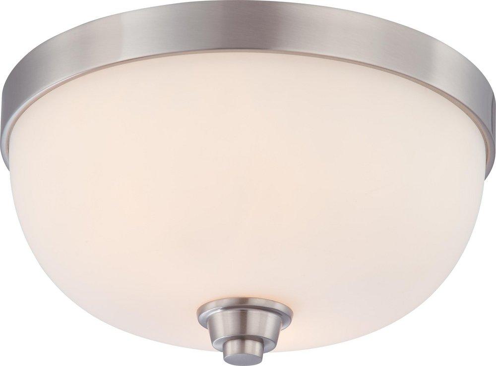 NUVO Brushed Nickel 60W 2-Light Medium Base Flush Mount Light Fixture 